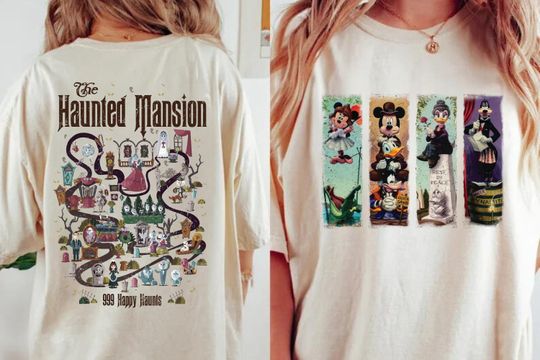 The Haunted Mansion Map Shirt, Vintage Mickey and Friend Retro The Haunted Mansion Map