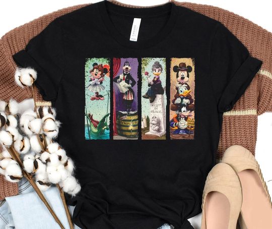 Disney The Haunted Mansion Retro Mickey and Friends Halloween Shirt, Hitchhiking Ghosts Tee