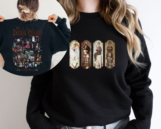 The Haunted Mansion Map Sweatshirt,Vintage Haunted Mansion Sweater,Disney Halloween Sweater,
