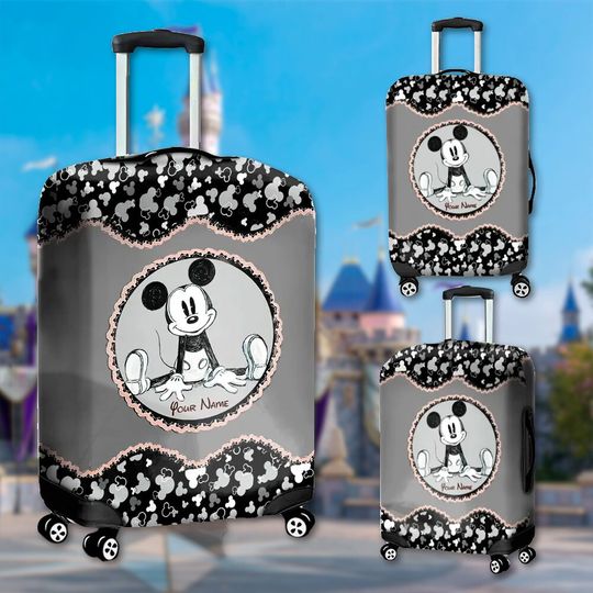 Custom Mouse Classic Luggage Cover, Cartoon Luggage Protector, Magic Kingdom Trip Gift