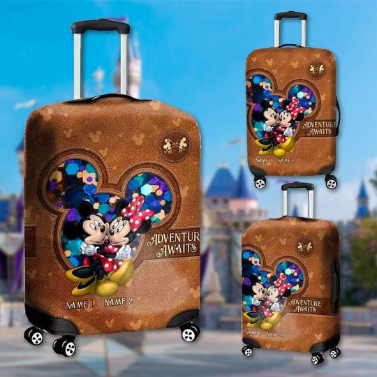 Custom Mouse Couple Luggage Cover, Mouse Ears Suitcase Cover
