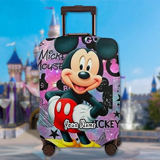 Custom Mouse Twinkle Luggage Cover, Cartoon Luggage Protector, Magic Kingdom Trip Gift