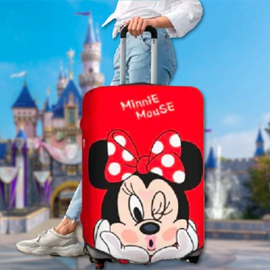 Custom Mouse Luggage Cover, Cartoon Luggage Protector, Magic Kingdom Trip Gift