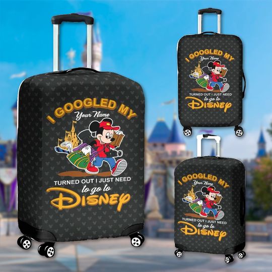 Custom Mouse To Go To Luggage Cover, Cartoon Luggage Protector, Magic Kingdom Trip Gift