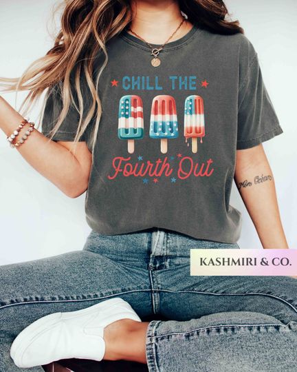 Funny 4th Of July Shirt, Chill The 4th Out Tee, Red White Blue Popsicles, Retro Summer Tshirt