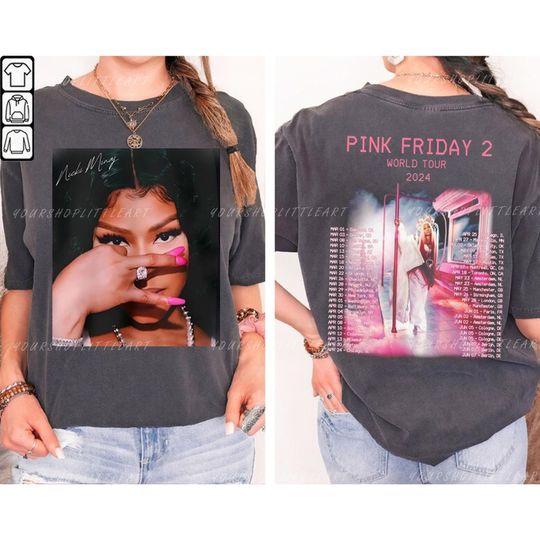 Limited Nicki Minaj Pink Friday 2 Tour Vintage Shirt, Nicki Minaj Tour 2024 Sweatshirt, Nicki Tour 2024 2 side sweatshirt