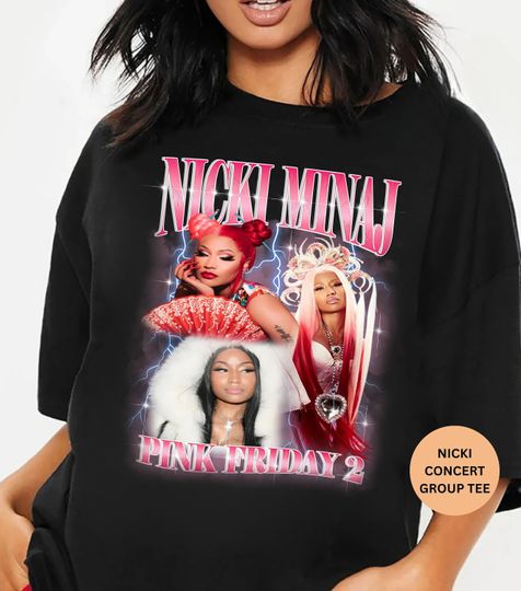 Limited 2024 Nicki Minaj Pink Friday 2 Tour, Retro Nicki Rapper World Shirt, Graphic T-shirt, Unisex Nicki Minaj Concert Group Shirt Gift