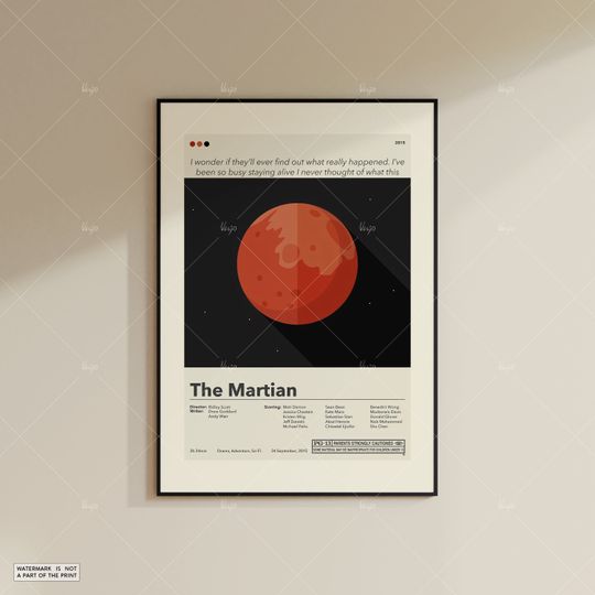 The Martian Poster | Ridley Scott | Minimalist Movie Poster| Wall Art Print | Home Decor