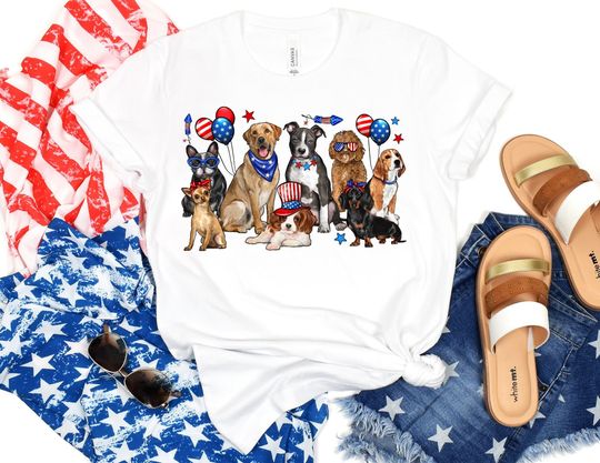 4th of July Dog Shirt, Dog Graphic Tee, July 4th Shirt, Independence Day Tee