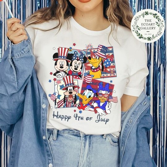 Vintage Mickey and Friends Disney Happy 4th of July Shirt