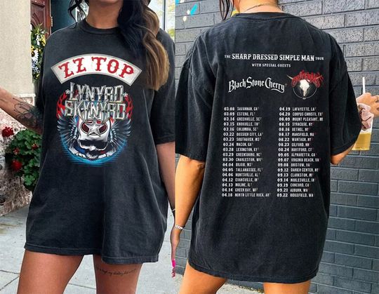 Lynyrd Skynyrd Z-Z Top Tour 2024 Shirt, Sharp Dressed Simple