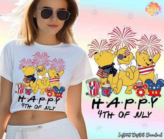 Bear Cartoon Characters 4th Of July Shirt, Happy 4th Of July Shirt, Holiday America Shirt