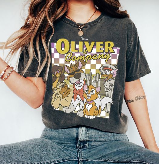Disney Oliver & Company Checkerboard Poster T-Shirt