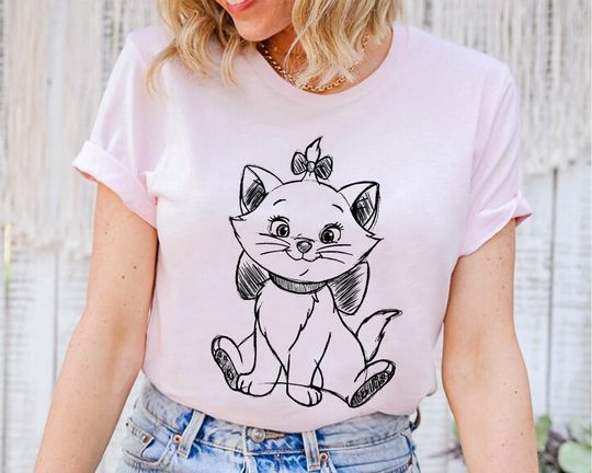 Disney Marie Sketch Portrait T-Shirt, Cute The Aristocats Shirt