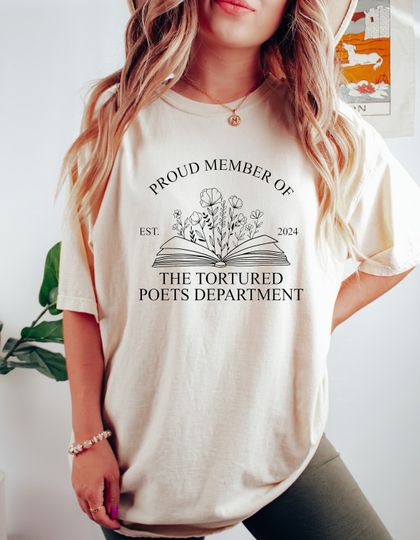 The Tortured Poets Department Book and Flowers T-Shirt
