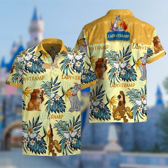 Dog Movie Tropical Hawaii Shirt, Dog Couple Button Up Shirt, Cartoon Hawaiian Shirt