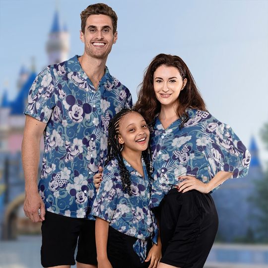 Cute Mouse Hawaiian Shirt, Funny Duck Aloha Shirt, Mouse And Friends Family Hawaii Shirt