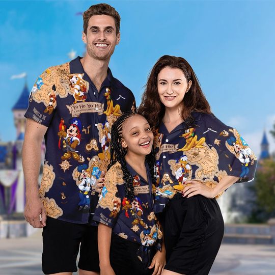 Mouse Pirate And Friends 3D All Over Printed Hawaiian Shirt, Pirate Cruise Aloha Shirt