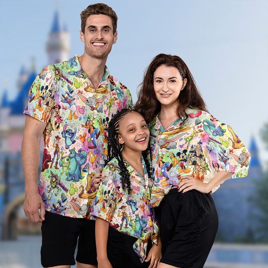 Movie Cartoon Characters Hawaiian Shirt, Summer Beach Trip Family