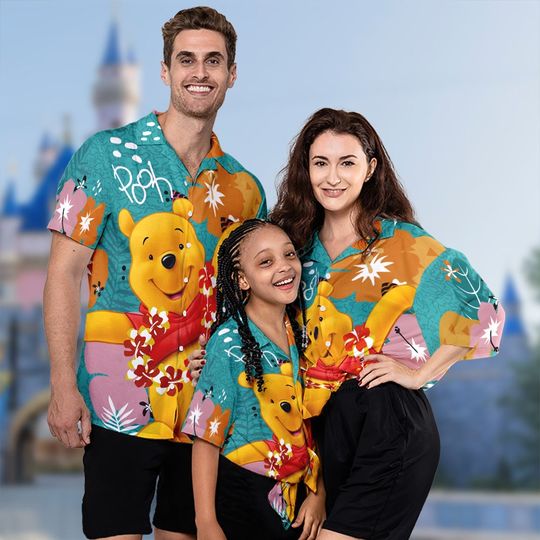 Yellow Bear Hawaiian Summer Family T Shirt, Hawaii Beach Trip