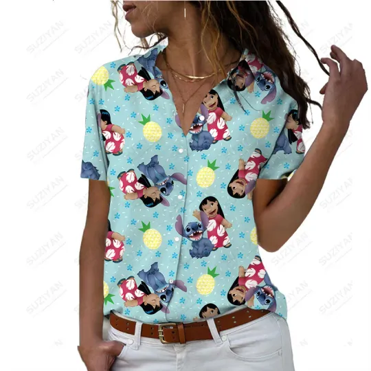 Disney Cute Lilo and Stitch Hawaiian Shirt, Disney Summer Shirt