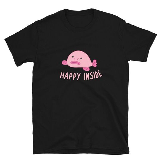 Cute Blob Fish Happy Happy Fish Funny Design T-shirt