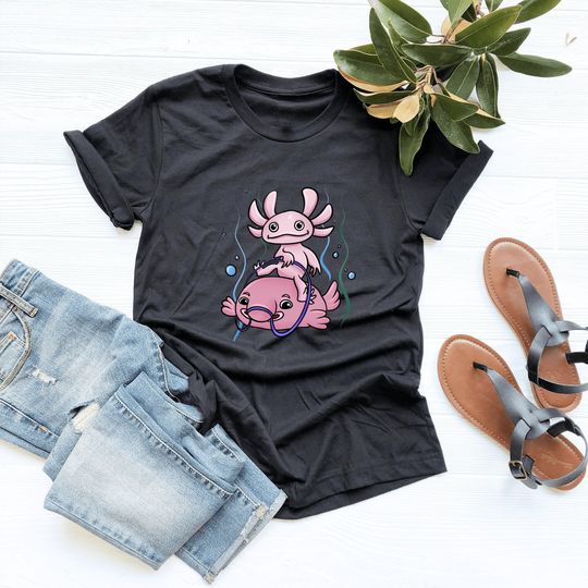 Axolotl Riding Blobfish Shirt, Axolotl Shirt, Axolotl Tshirt