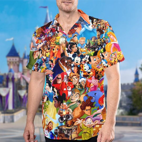 All Disney Characters Hawaii Beach Shirt, Magic World Holiday, Characters Hawaiian Shirt Gift
