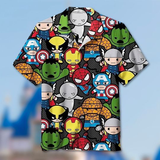Animated Superhero Aloha Shirt, Captain Superhero 3D All Over Printed Hawaiian Shirt