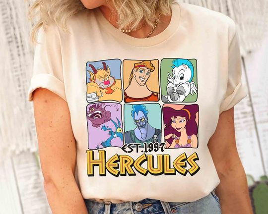 Disney Hercules Est. 1997 Characters Group Shot Retro T-shirt