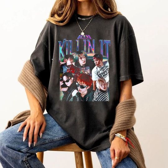 Vintage P1harmony 1ST Album Kinllin It Tshirt, P1H 1ST Album Kinllin It Kpop Embroidery Merch, Keeho, Theo, Jiung, Intak, Soul, Jongseob