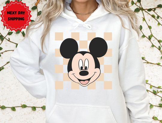 Mickey SweatShirt - Retro Disney Shirt- Mickey Checkered