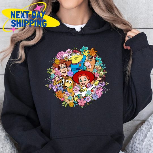Floral Disney Sweatshirt, Disney Characters Sweatshirt