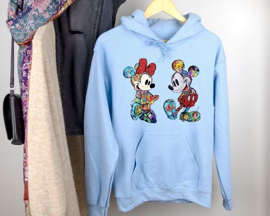Mickey and Minnie Colorful Disney Hoodie, Disney Movie