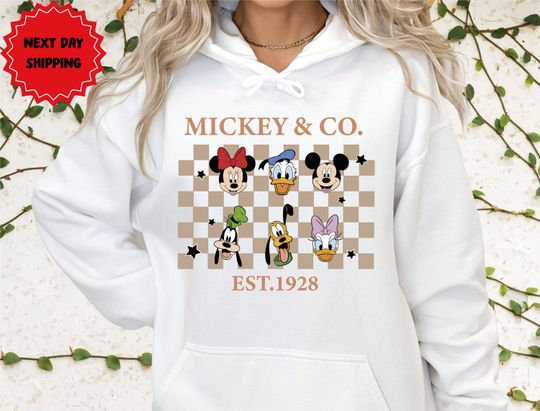 Mickey Checkered Sweatshirt, Mickey and Co 1928 Hoodie