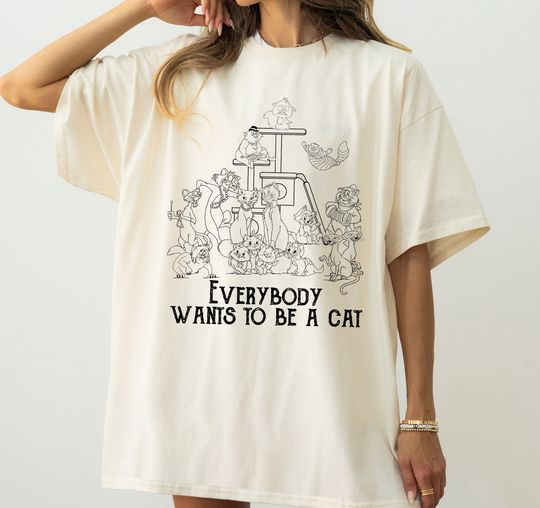 Disney Cats Sketch Everybody Wants To Be A Cat T-shirt