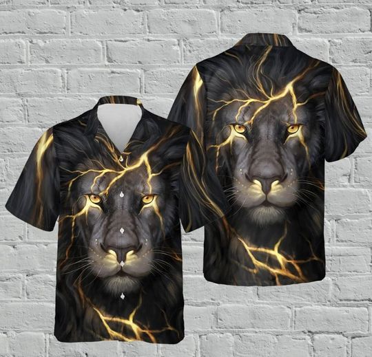 Lion Face Hawaiian Shirt, Wild Lion Shirt, Animal Lover Shirt, Cool Gift For Lion Lover