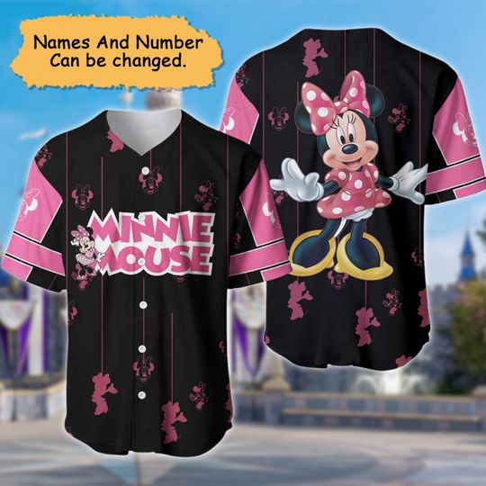 Custom Pink Mouse Baseball Jersey, Mouse Characters Basketball Jersey