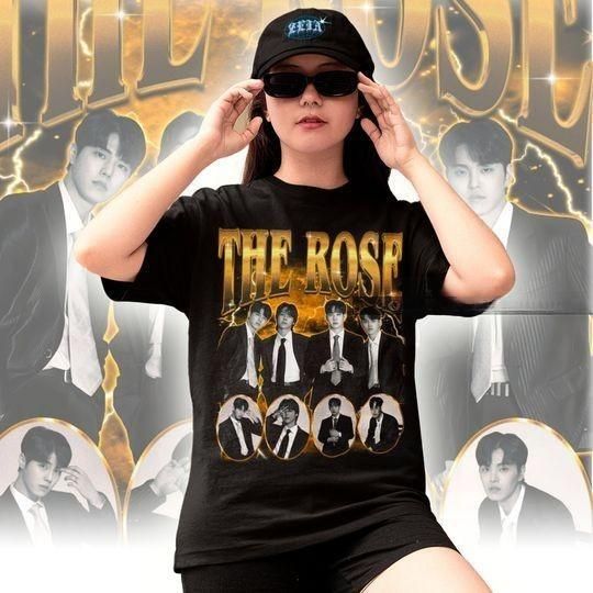 The Rose Retro 90s Tee - The Rose Bootleg Shirt - Korean Rock T-shirt - The Rose Black Rose - Kim Woosung - Haehyeong - Park Doojon - Hajoon