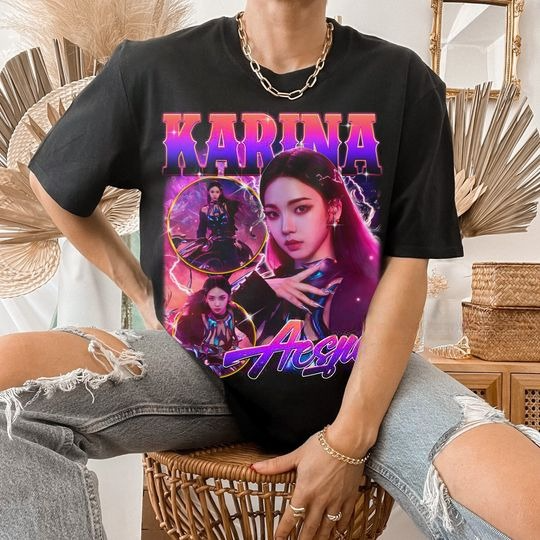 Retro-Inspired Aespa Karina Shirt - Kpop T-shirt - Kpop Merch - Aespa T-shirt