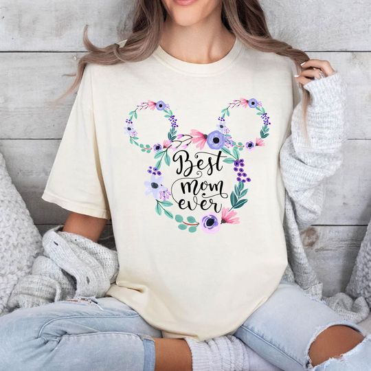Best Mom Ever Shirt, Mother's Day Disney Shirt, Mom With Floral, Mouse Head Shirt, Magical Kingdom, FamilyTrip 2024 Shirt, Best Day Ever Tee