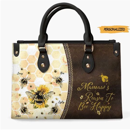 Reason To Bee Happy Personalized Leather Bag