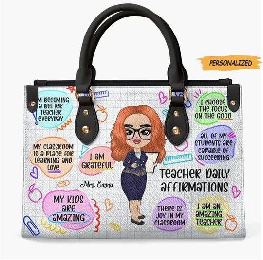 Personalized Leather Bag, Birthday, Teacher's Day Gift
