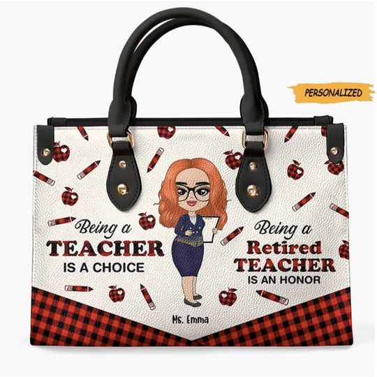 Personalized Leather Bag, Gift For Teacher, Best Gift For Teacher Mom
