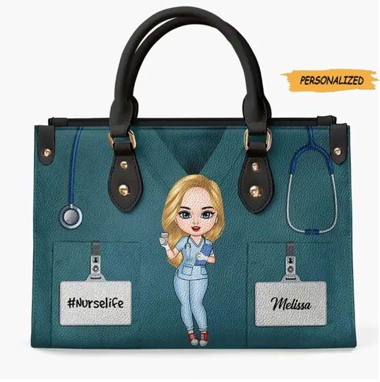 Personalized Leather Bag, Custom Nurse And Name, Gift For Her