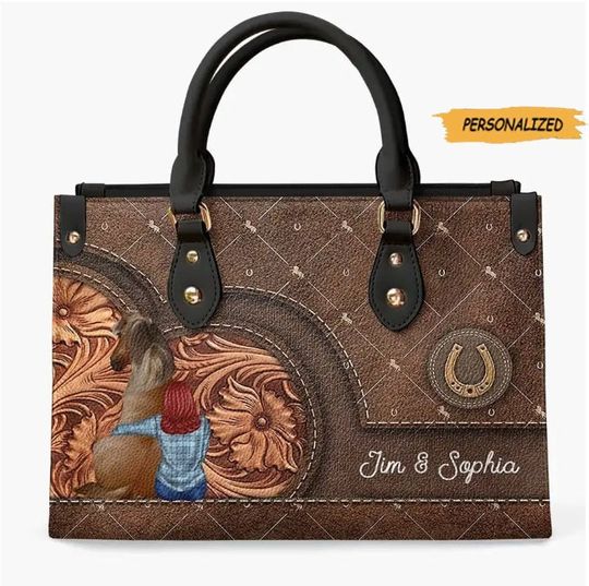 Personalized Horse Girl Leather Bag, Gift For Horse Lovers