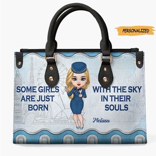 Personalized Leather Bag, Gift For Flight Attendant