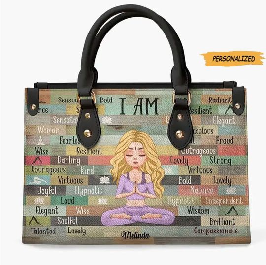 Personalized Leather Bag, Gift For Yoga Lovers