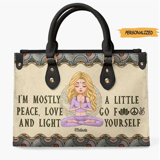 Personalized Leather Bag, Gift For Yoga Lover,