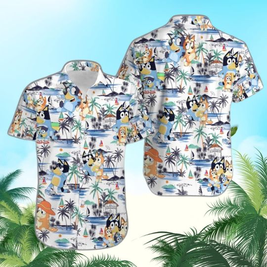 BlueyDad Summer Hawaiian Shirt, BlueyDad Cute Hawaiian Shirt